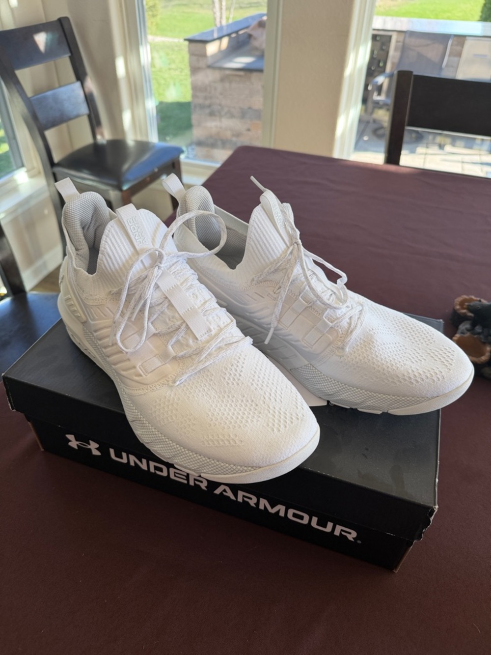 Under Armour ROCK HOVER Men’s All-White Knit Athletic Trainers Size 15